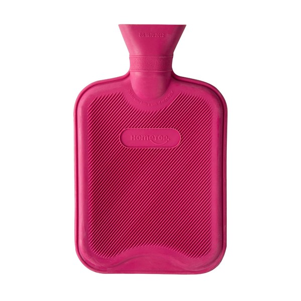 HomeTop Premium Classic Rubber Hot Water Bottle (2 Litre, Rose Red)