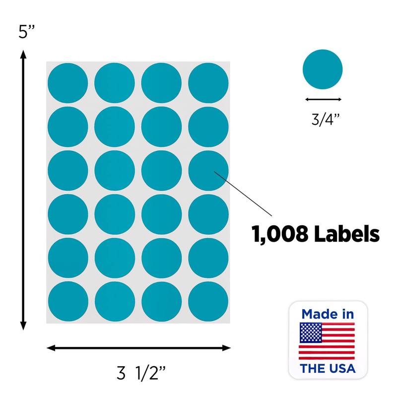 ChromaLabel 0.75 Inch Round Label Removable Color Code Dot Stickers,