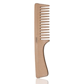 TITANIA Comb with Handle • Wooden Comb Made of 100% Natural Beech Wood • Wooden Hair Comb • Universal Comb for All Hair Type (Men & Women) • Comb (19 cm)