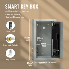 WeHere Smart Key Lock Box Wall Mount, Key Cabinet with Keypad for Home