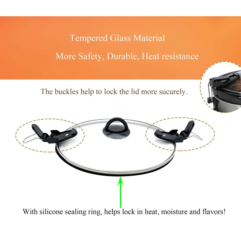 Oval Slow Cooker Lid with Sealing Ring and Buckle Compatible