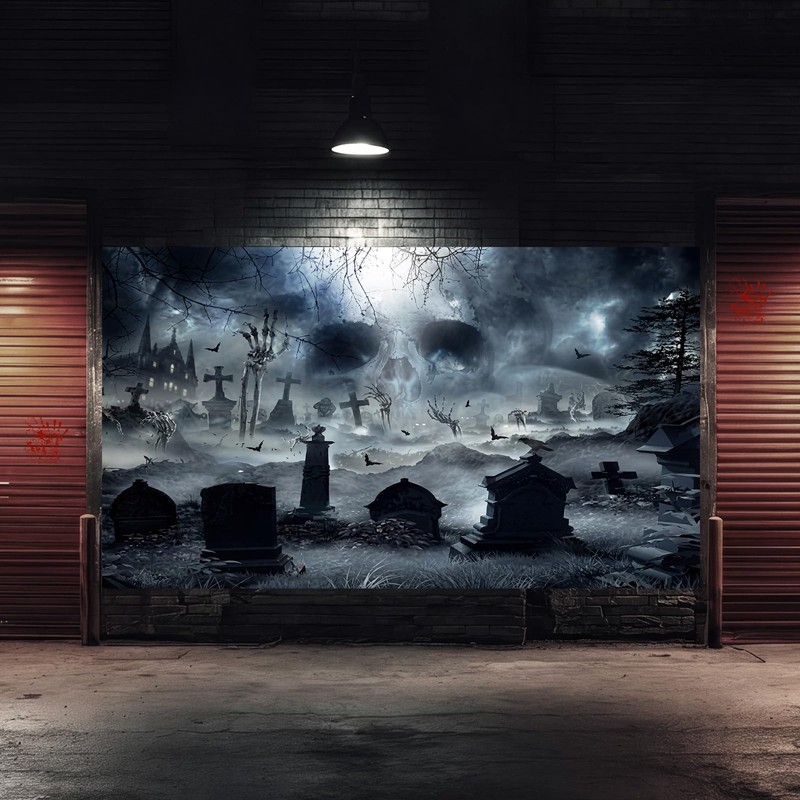 Frienda 7 x 16 ft Halloween Garage Door Cover Decoration