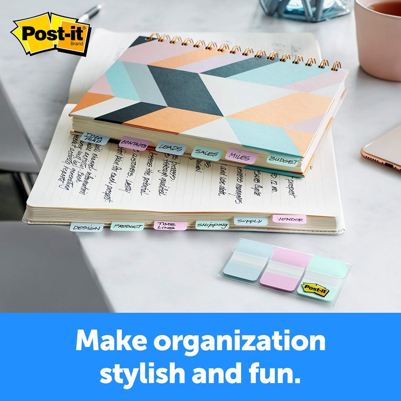 Post-it Durable Tabs, 1 in Wide, Assorted Pastel Colors (686-GRDNT),