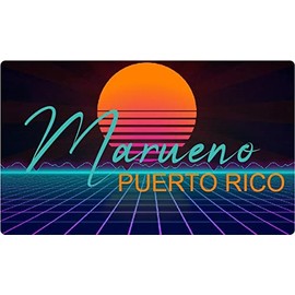 Marueno Puerto Rico 4 X 2.25-Inch Vinyl Decal Stiker Retro Neon Design