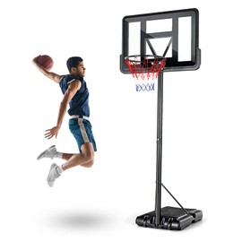 Basketball Hoop Outdoor,Portable Basketball Hoop Goal System 6.6-10ft Adjustable with 44 Inch Backboard & Wheels Basketball Equipment for Kids/Adults Indoor Outdoor 3+