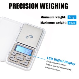 Precision Pocket Digital Gram Scale 500g x 0.01g With Tray - Food, Jewelry, Ounces, Grains Measurement - Backlit LCD Display