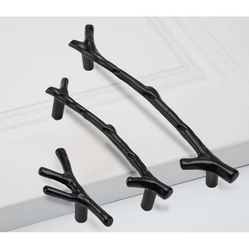 10 Pack Black Twig Pulls Branch Zinc Alloy Decorative Cabinet