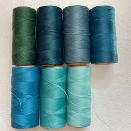 Macrame Cord, 0.03 inch (0.75 mm), Made by LINHASITA, Divided Set (20m, Green B)