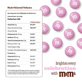 M&M’S WORLD Pink Milk Chocolate Candy 2lb Resealable Pack for Party Favors Decor Baby Shower Gender Reveal Valentines Day and Dessert Tables