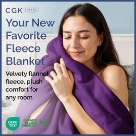 Ultra Soft Fleece Blanket King Size - Flannel Fleece Luxury King Blanket - Lightweight for Couch Bed Chair - Warm and Breathable - All Season Cozy Fuzzy Anti-Static Microplush Bedding - 300GSM, Purple
