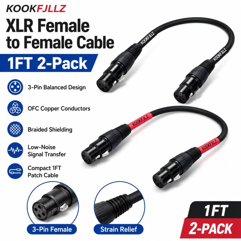 KOOKFJLLZ XLR Female to Female Cable 1ft 2 Pack -