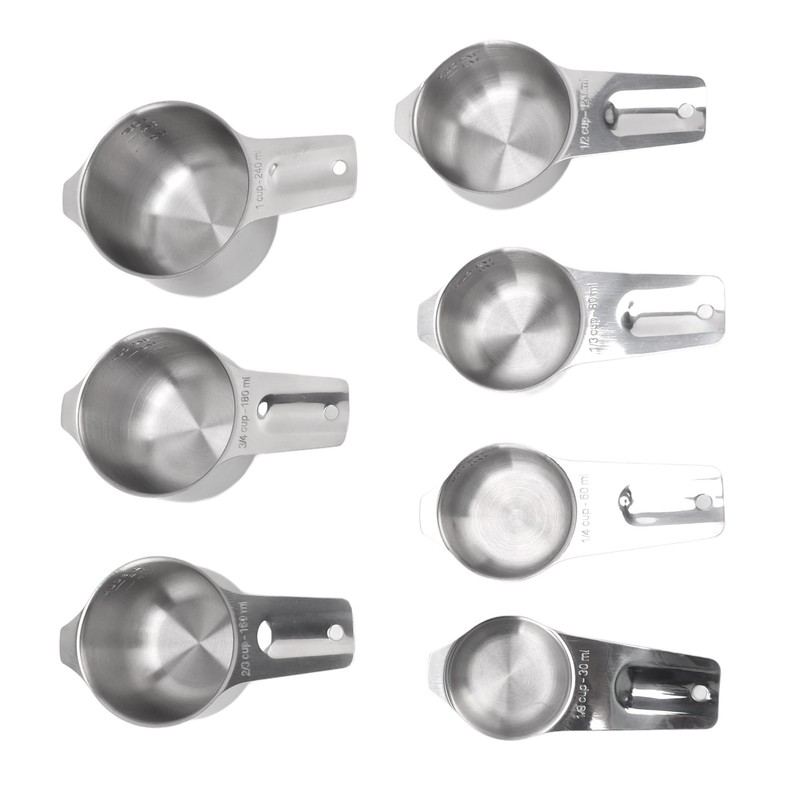 7Pcs Measuring Cups Set Stainless Steel Stackable Multifunctional Metal Nesting