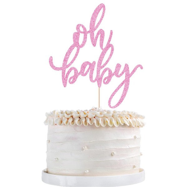 Qertesl - Decoración para tartas con purpurina, decoración para tartas de bebé, bautismo de bebé o decoración para tartas de fiesta Negro (rosa)