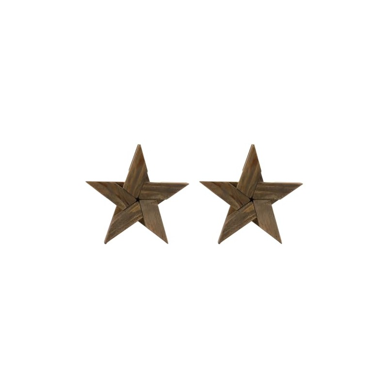 Melrose International Pine Wood Star Decor (Set of 2)