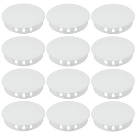 PATIKIL 50mm/2" Plastic Hole Plugs, 12 Pcs Flush Type Round Plug Snap in Locking Screw Hole Covers Insert End Caps for Furniture Cabinet Kitchen Door Shelves, White