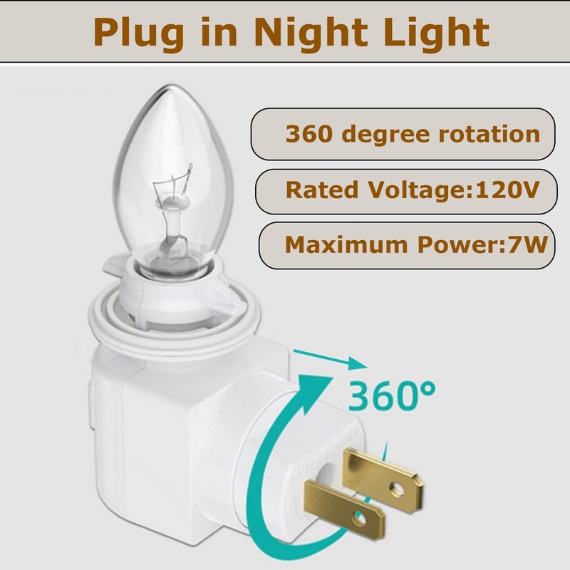 TWDRTDD Plug in Night Light, Adjustable E12 Base Socket with