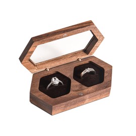 Double Ring Box for Wedding Ceremony Wooden Rustic Ring Holder Mr and Mrs Ring Box Ring Bearer Box for Wedding Ring Barrier Box