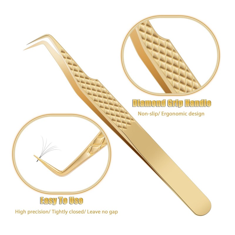 Eyelash Tweezers for Lash Extensions (Set of 7), Professional Lash