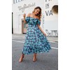 ABYOVRT Women Floral Maxi Dress Short Puff Sleeve V Neck