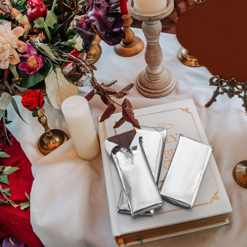 Tanlade 200 Pcs Silver Chocolate Bar Wrappers Bulk with Thick