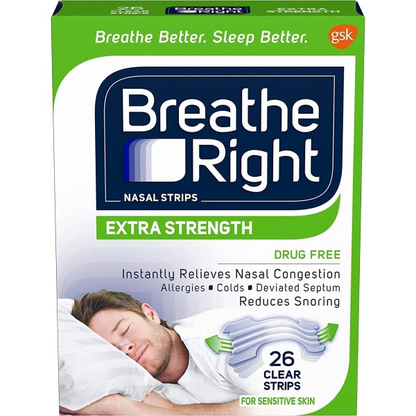 Breathe Right Extra Strength Clear Drug-Free Nasal Strips for Congestion