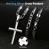 MILACOLATO 925 Sterling Silver Cross Necklace Beveled Edge for Men