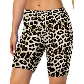 Firpearl Pantalones cortos de natación para mujer, UPF50+, pantalones cortos deportivos de talla grande, tankini, Leopardo, 8