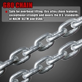 FITHOIST Chain Sling 5/16'' x 5 Ft Double Leg with Grab Hooks | Chain Slings for Lifting 3 Ton Capacity | G80 Alloy Steel Chain Sling with Standard Marking | for Cargo Security Towing and handling