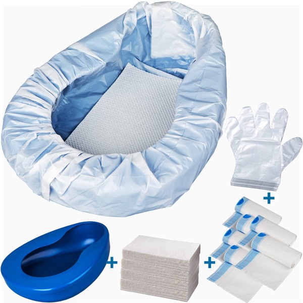 Bedpan Set with 30 Super Absorbent Pads and Disposable Liners,