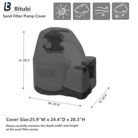 Bitubi Sand Filter Pump Cover,Waterproof Anti-UV Sand Pool Filters Cover,Suitable for Most 17-20 Inch Sand Filter Pump on Market (Universal Style)