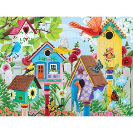 Bits and Pieces - 300 Piece Jigsaw Puzzle for Adults 18" X 24" - Birdhouse Garden - 300 pc Colorful Birds, Birdhouses, and Butterflies Jigsaw by Artist Kathy Bambeck