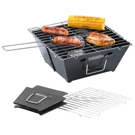 PEARL Folding Grill: Flat Collapsible Charcoal Grill, Grill Surface Approx. 24.5 x 24 cm (Camping Barbecue Charcoal Collapsible, Foldable Grill, Folding Charcoal Grill)