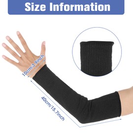 1 Paar Unterarmschutz Armsleeve 40cm Extra Lang Level 5 Schnittschutz Ärmel Schwarz Gestrickter Unterarm Bandage Armstulpen für Männer und Frauen Gartenarbeit Kochen Schweißen Schnitzarbeiten