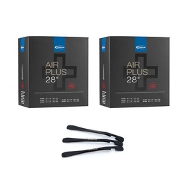 Schwalbe SV17 Air Plus Bicycle Inner Tubes 40 mm for 28 Inches (37/47-622/635) with 3 MSZweirad Metal Tyre Levers Set of 2