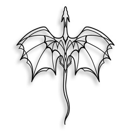 LIYOUYA Fantasy Dragon Metal Wall Decor - Black Simple Lines Dragon Wall Art Home Decor for Living Room, Bathroom, Bedroom, Dining Room, Porch, Farmhouse (Black)