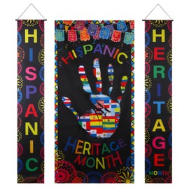 Hispanic Heritage Month Decorations, 3PCS National Hispanic Heritage Month Backdrop, Latin American Banner Spanish Classroom Decor, Wall Hanging Porch Banner for Classroom