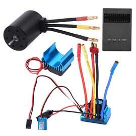 VGEBY RC Motor ESC Combination,3650 3900KV Motor+Brushless ESC + Heat Sink + Program Card Set Accessory Compatible with RC Car (120A) Model Car Accessories