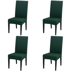 4 Pack Dining Chair Covers, Stretch Spandex Removable Washable Protector Chair Slipcovers for Dining Room Kitchen Hotel (Hunter Green)