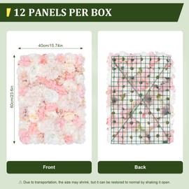12 Pack Flower Wall Panels 16 x 24 inch 3D Rose Wall Mat Decorative Faux Floral Panel Hydrangea Silk Faux Flower Backdrop for Photo Background Home Wedding Party