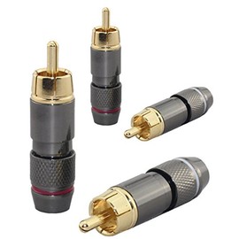 [4 pcs] Hi End RCA Male Plug, Adapter Audio Phono, Gold Plated Solder Connector Wv-hfr4in1