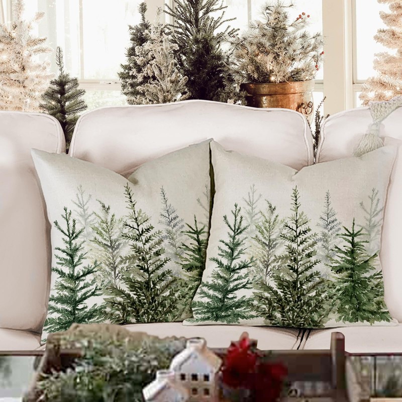 ZWJD Christmas Linen Cushion Covers 2-Pack 50x50cm - Home Decor