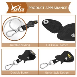 Vola Gitarren Picks Halter, Leder Gitarren Plektrenhalter, Plektren Halter Tasche, Schlüsselanhänger, Plektrum-Etui, Aufbewahrung von Gitarrenplektren, Schwarz