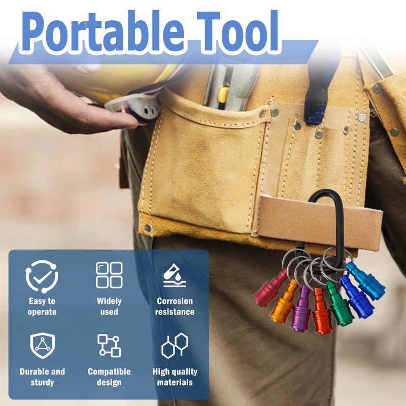 Mesee 7 Pieces Bit Holder Keychain for 1/4 inch Hex