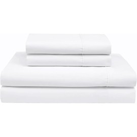 Rajlinen Giza Sheets - Short Queen Size Giza Cotton Sheets Set - 100% Certified Giza Egyptian Cotton - Giza Sheet Set - Fits Upto 18 Deep Pocket - (Short Queen/White Solid)