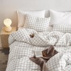 Wake In Cloud - Grid Cotton Duvet Cover Set, Plaid