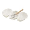 Mud Pie Oyster Shaped Triple Dip and Serving Set, White,