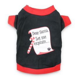 DroolingDog Dog Christmas Shirt Dear Santa Let Me Explain Funny Dog Clothes for Small Dogs, Medium