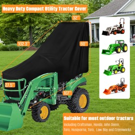 SIRUITON Tractor Covers Waterproof Heavy Duty Compatible with Large Size John Deere, Kubota, Bobcat, Mahindra, Waterproof, Dustproof, Universal Tractor Cover with Black Protective Bag