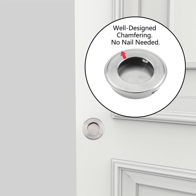 MOROBOR Round Finger Pull, 8pcs Stainless Steel Sliding Barn Door