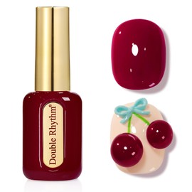 Double Rhythm 0.50 OZ Gel Polish Hema Free Same Color Same Bottle Golden Round Translucent Neutral Natural Milky 15 ML Jelly UV Polish Art DIY at Home (Burgundy-C1129)